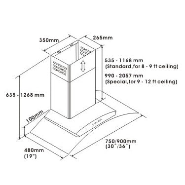 Crown Professional 30" Stainless Steel Silver Wall Mount Range Hood