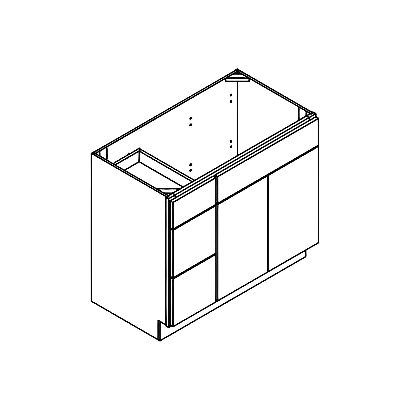 36" MDF Grey Shaker Bathroom Vanity Sink Base with Three Drawers V3621DL - RenoShop