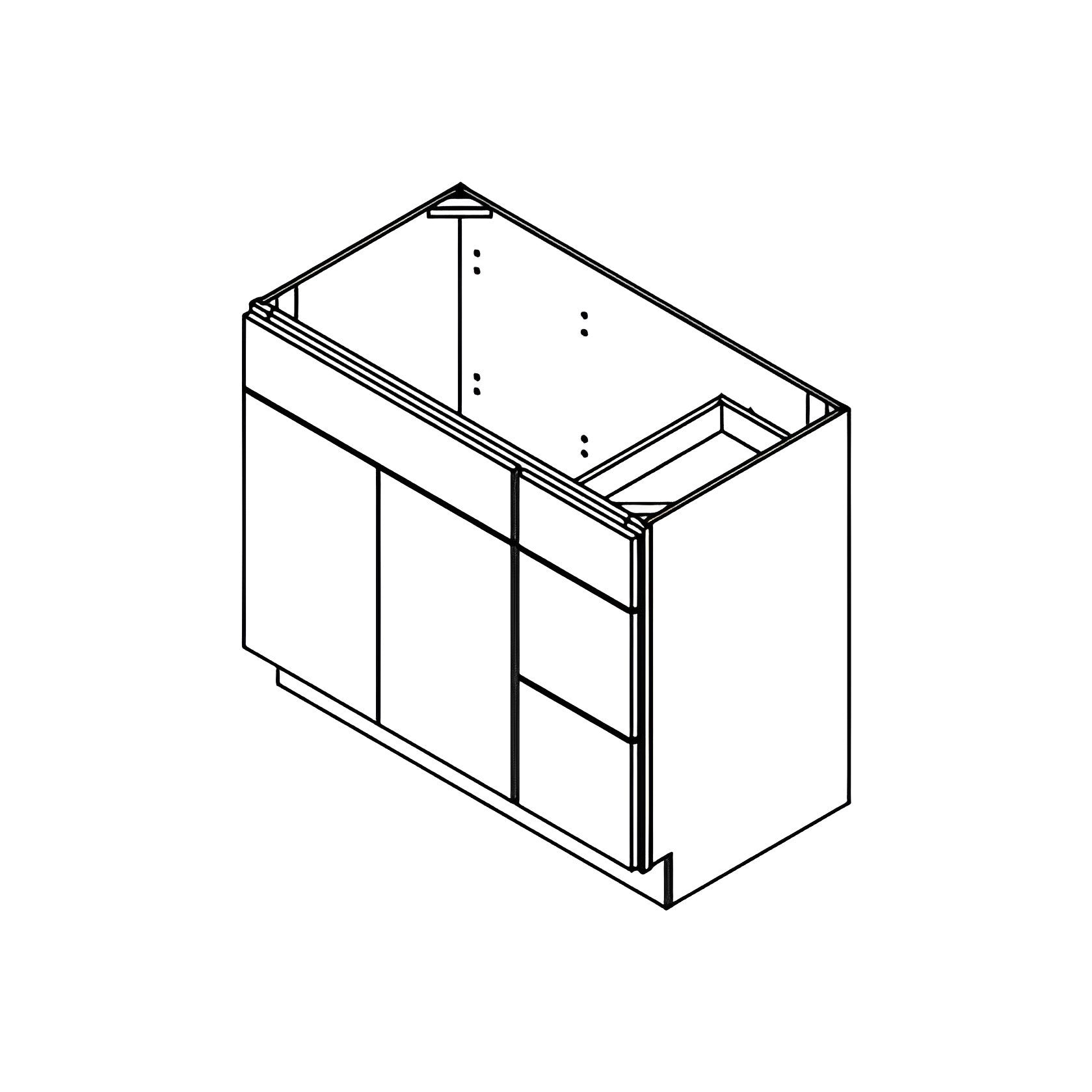 36" MDF Grey Shaker Bathroom Vanity Sink Base with Three Drawers V3621DR - RenoShop