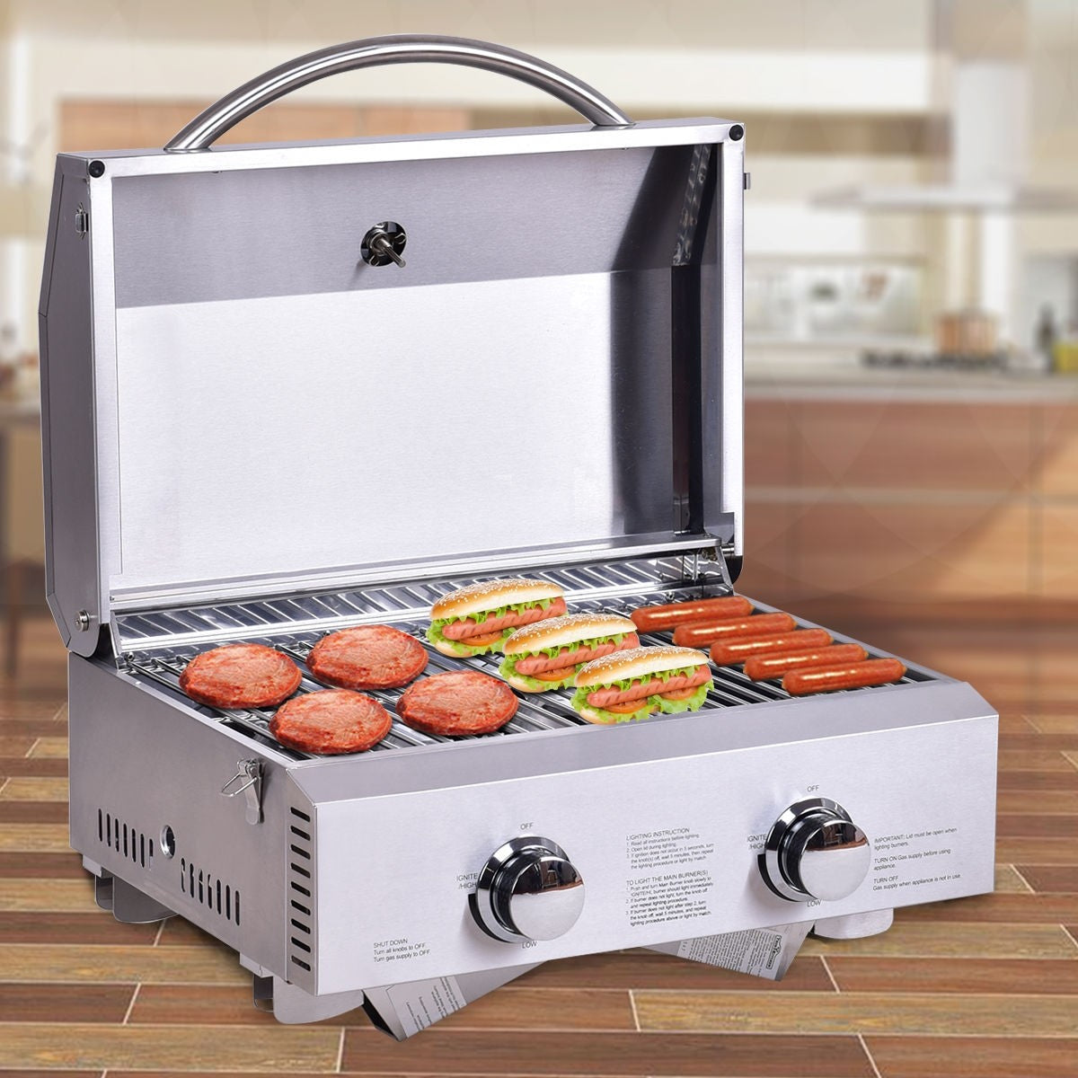 THOR Kitchen HGG2012U Two Burner 20000 BTUs Portable BBQ Grill with Propane - RenoShop