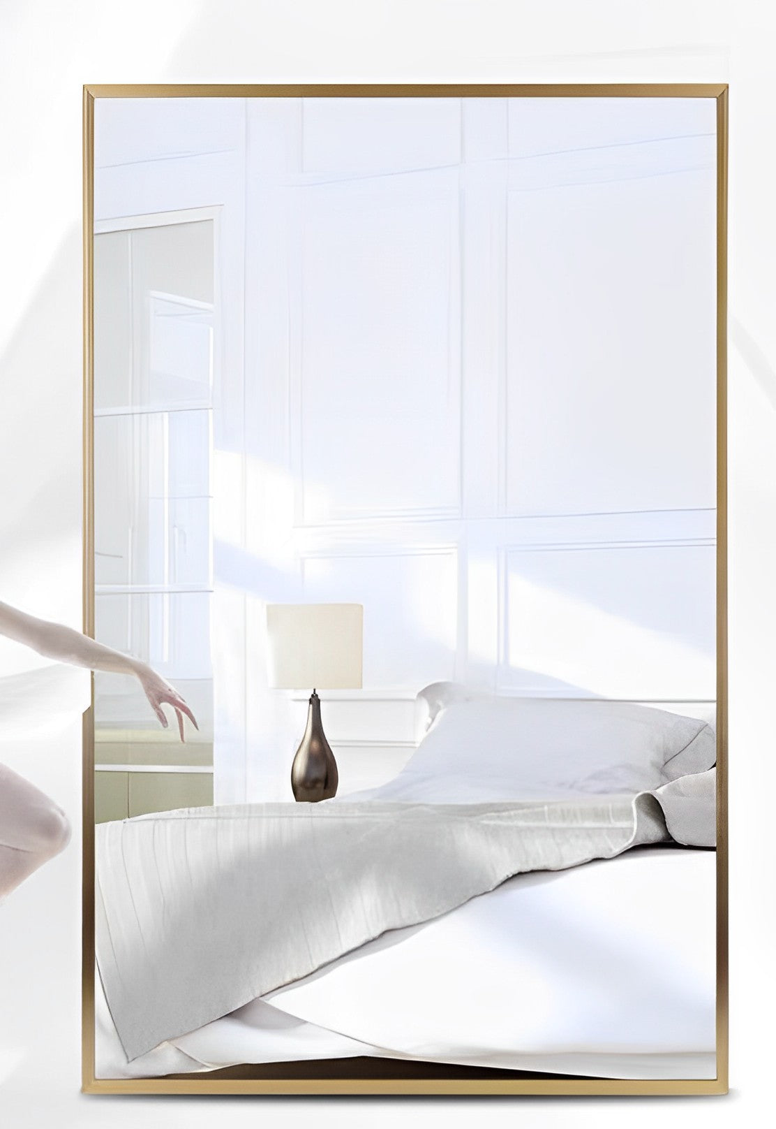 Rectangular Bathroom Mirror with Gold Metal Frame - RenoShop